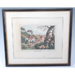 After Samuel Howitt (1756-1822), Fox hunting, a set of six 19th century hand coloured engravings,