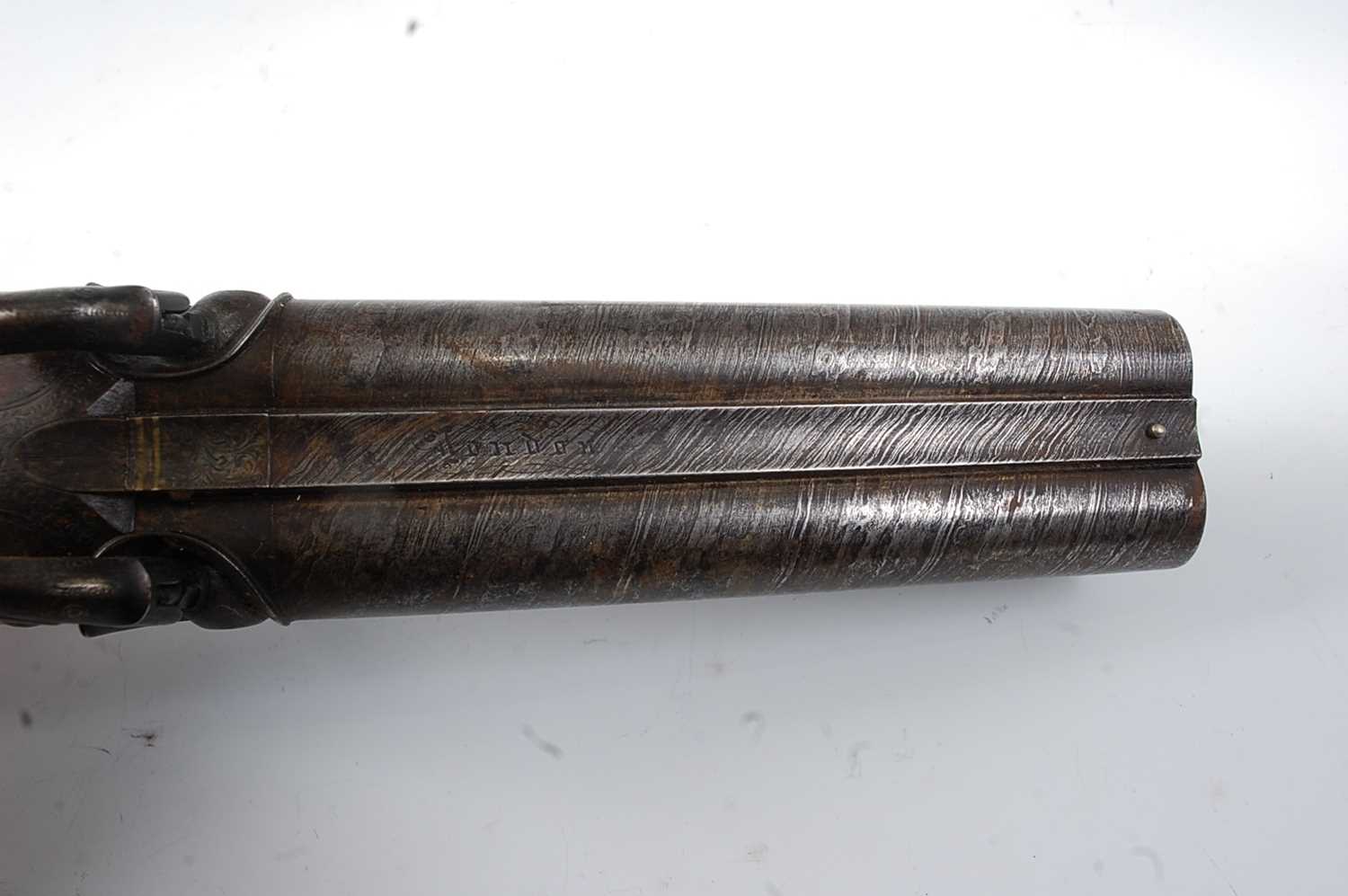 An early 19th century side by side double barrel percussion pistol by Durs Egg, the 15cm Damascus - Image 4 of 12