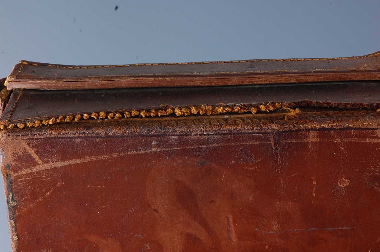 An early 20th century brown leather shotgun case, the lid with a brass plaque initialled A.D.B.H., - Image 9 of 9