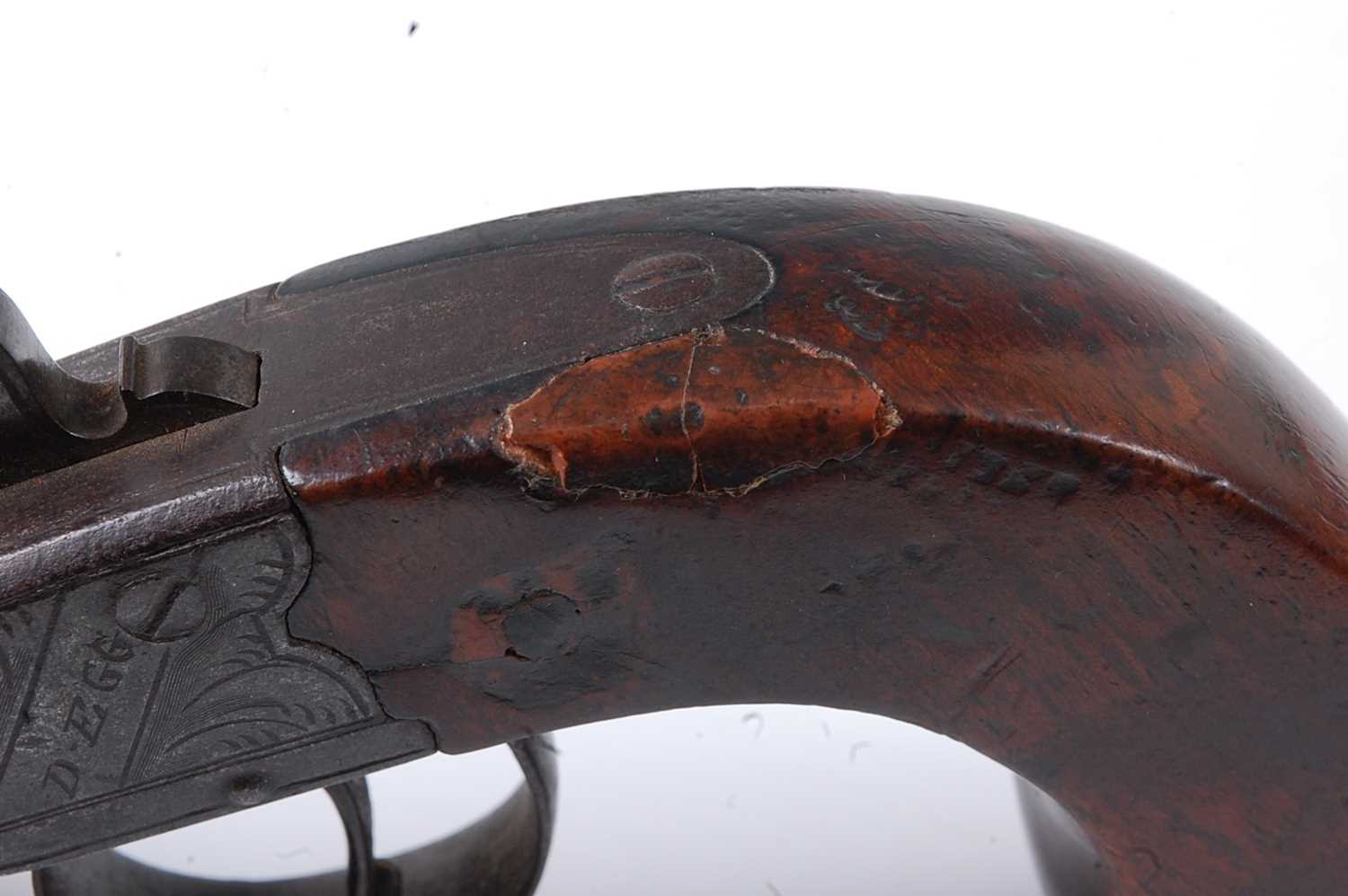 A pair of 19th century percussion box-lock pocket pistols by Durs Egg, each having a 4.5cm turn- - Image 7 of 7