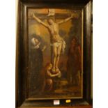 Circa 1900 school - Crucifixion of Christ, oil on board, 50x30cm