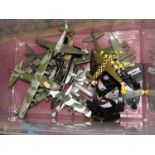 One tray containing a quantity of various diecast and plastic manufactured and kit built aircraft,