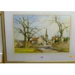 David Green - Easton Mendit, Northants, watercolour, signed lower right, 35x52cm