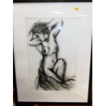 Contemporary school - Female nude, charcoal, 56 x 37cm; together with a contemporary watercolour