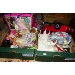 Two boxes of various Barbie and Sindy mixed vintage accessories to include open topped saloon,