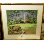 Henry Croly - Where John Constable Stood, gouache, signed lower right, 44x51cm