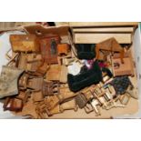 One box of a large quantity of mainly wooden hand made dolls house furniture