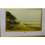 Hugh Rudby - Poole Harbour, watercolour, signed lower right, 28x46cm