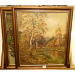 John Bonny (1874-1948) - pair, autumnal river landscapes, oil on board, one signed with monogram