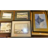 Assorted amatur watercolours, to include still life and coastal scenes (10)