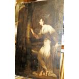 19th century school - The artist's muse, oil on canvas, 120x73cmCondition report: With flaking,