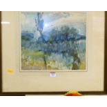 Cecil Lawson - The Rainbow, watercolour, 29 x 33cm,. with Fine Art Society exhibition label verso