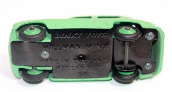 Dinky Toys 154 Hillman Minx Saloon, pale green body and hubs, in original correct colour spot box, - Image 3 of 3