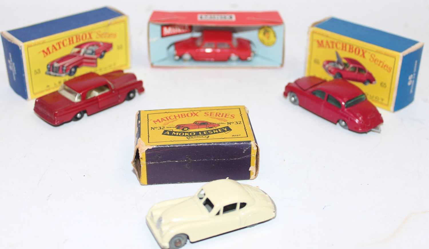 Matchbox group of 3 models and one Minix model all boxed as follows: Minix is a Simca in red still - Image 2 of 2