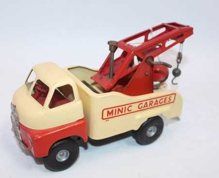 Minic No.3 Push and Go Crash Truck, cream and red body with rear light and hook, loose example