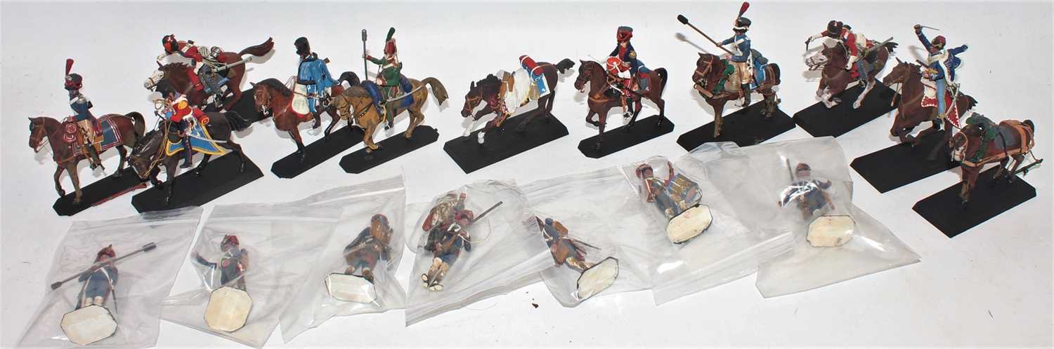 12 various hand painted Historex 1/32 scale Napoleonic foot soldier and mounted figures, all painted