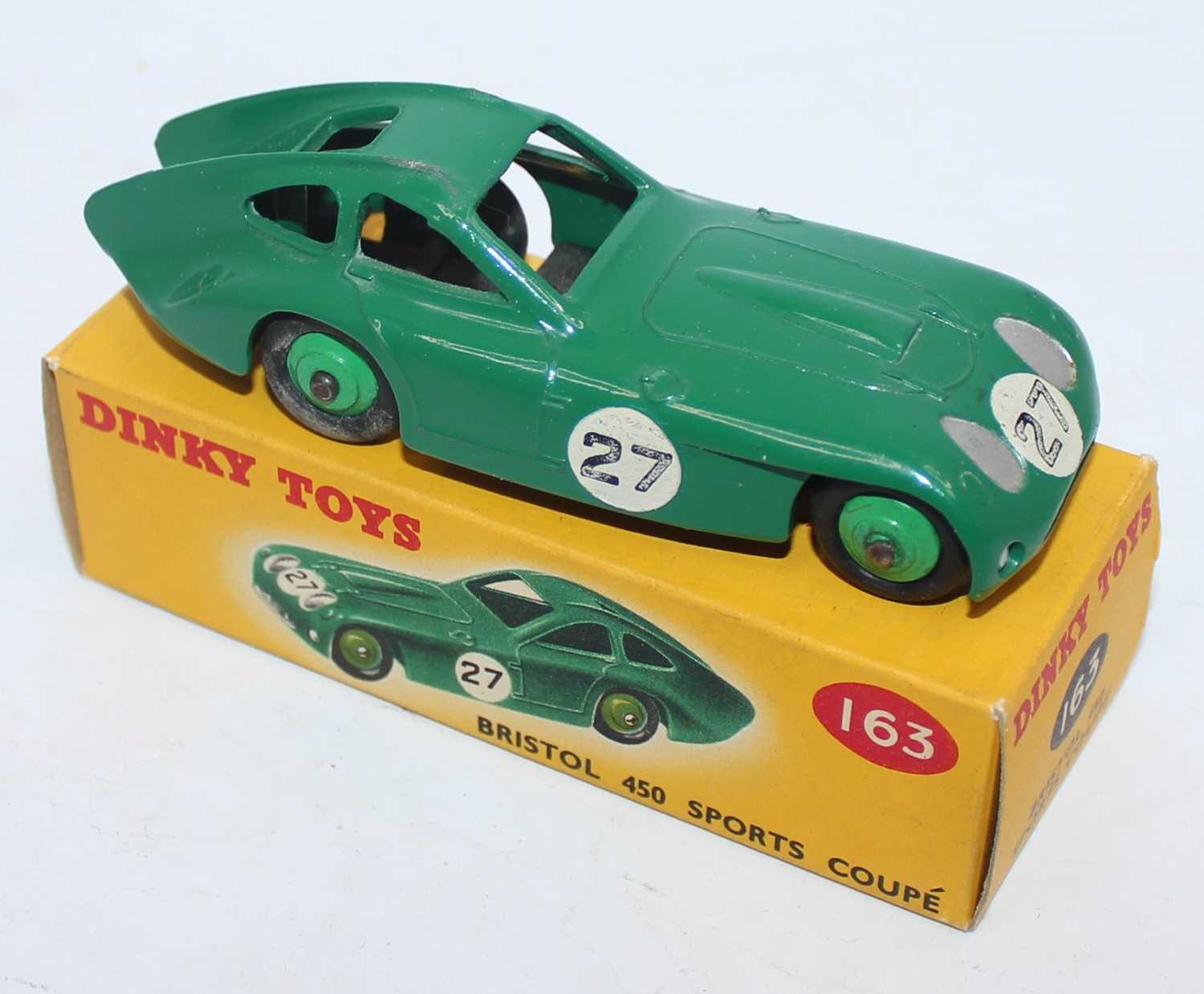 Dinky Toys 163 Bristol 450 Sports Coupe. In dark green with mid green wheels and black tyres - Image 2 of 2