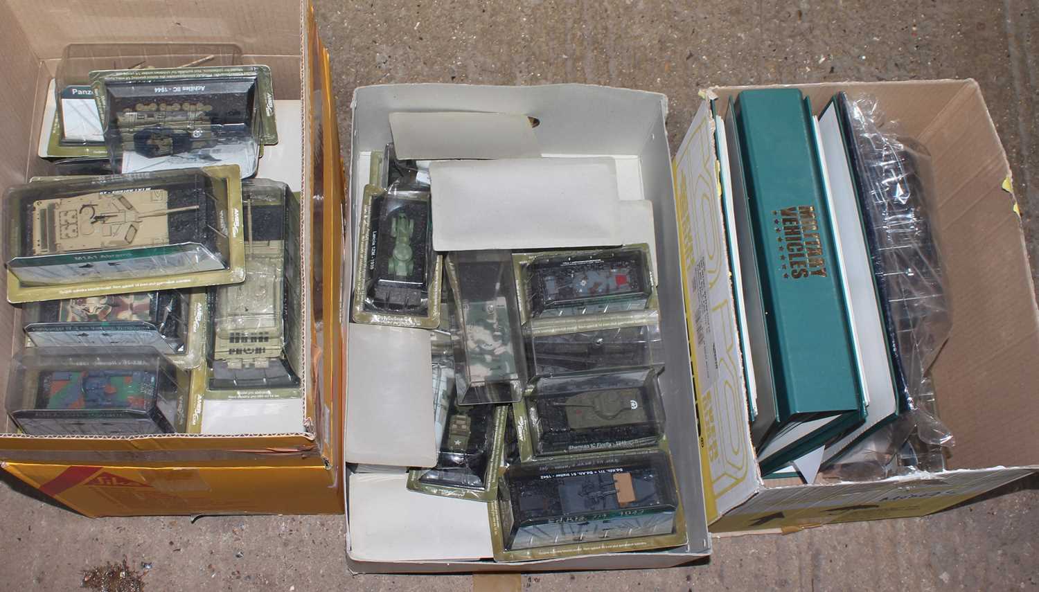 Three boxes containing a quantity of various Amer Collection mixed scale and military diecast