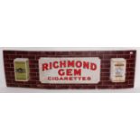 Original early 20th century Richard Gem Cigarettes Enamel Advertising sign, brickwork effect