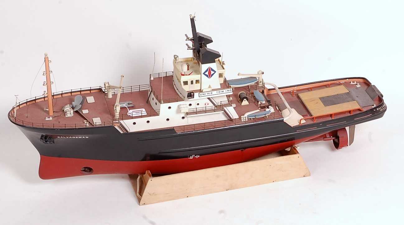 A Graupner (or similar) kit built model of a Salvage United Towing Society tug boat, comprising of