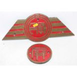 Original Brass Chinese Railway Interest Locomotive Plates, 2 examples,