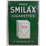 Original early 20th century enamel sign "Smilax Cigarettes" green background with Smilax