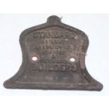 Original cast iron Standard Railway Builders Plate, as removed from wagon