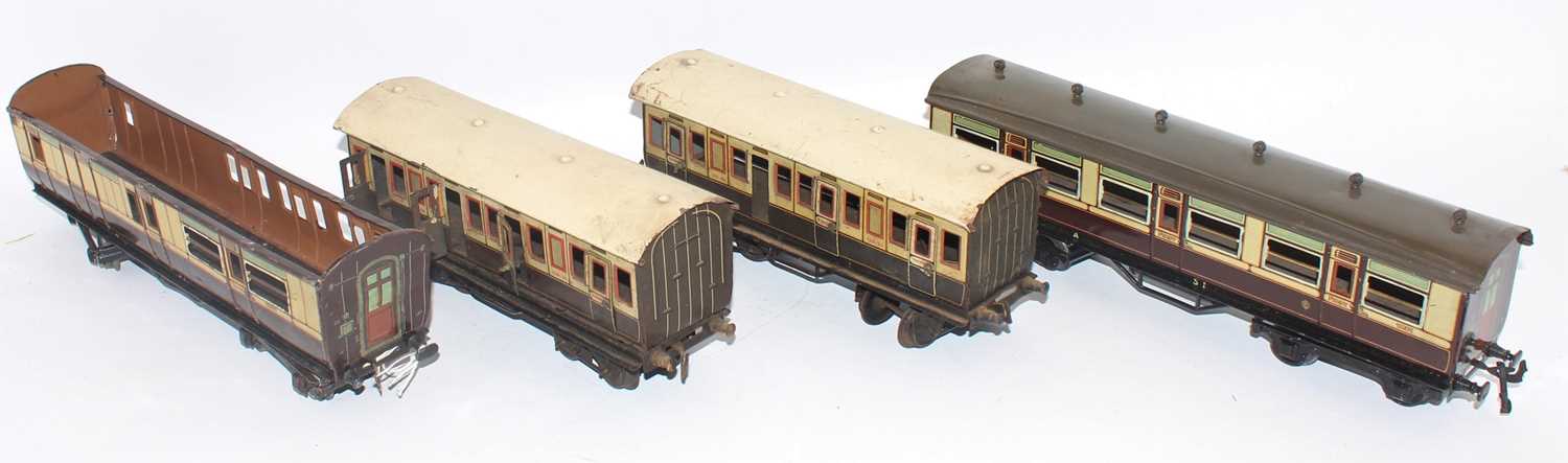 Four Bing brown and cream bogie coaches:- all 1st No. 1921 (VG); br/3rd No. 1921, distressed and - Image 2 of 2