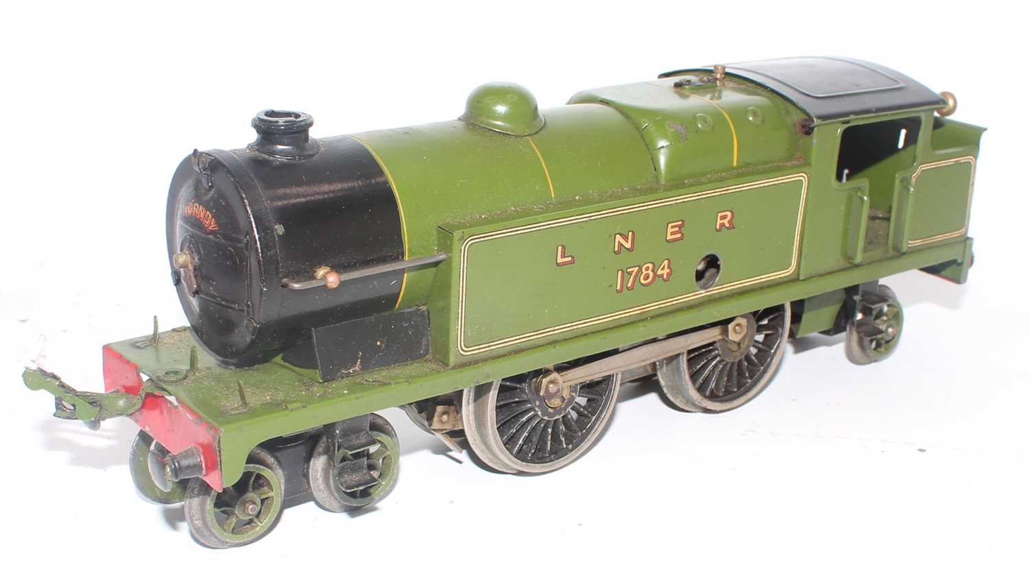 1932-6 Hornby no. 2 clockwork special tank loco 4-4-2 LNER lined green 1784, small paint loss to l/h