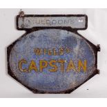 A Wills Capstan cast aluminium octagonal advertising sign with integral pediment "Muldon's" suitable