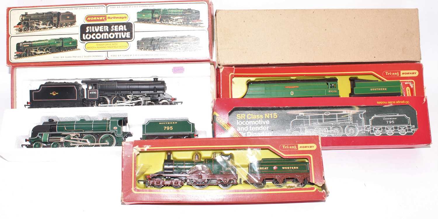 Triang/Hornby locos and tenders:- R859 BR black 5 4-6-0 45192 (VG-BG); R869S "Winston Churchill" ~
