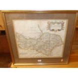 Robert Morden - The North Riding of Yorkshire, engraved and later hand coloured county map, 36x41cm