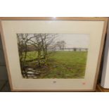 Bruce Pearson (b.1950) - Winter floods, watercolour, signed lower left, 41 x 57cmCondition report: