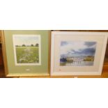 Mary Gundy - Suffolk estuary scene lithograph, and one other entitled Three Oaks (2)