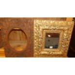 Florentine carved pine and composition frame with inset mirror, dimensions 48x44cm, together with