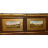 Late 19th century English school - Pair; Hunting scenes, gouache, each indistinctly signed lower