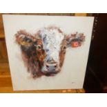 Ryan - Prize Bull, acrylic on canvas, signed lower right, 50x50cm, unframed