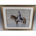 Spear, (20th century), British Officer of the Napoleonic Wars mounted on horseback, gouache,