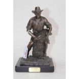 An Outback Heritage bronzed figure of 'The Shearer', mounted on a wooden plinth, h.23cm