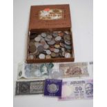 Great Britain and World small collection of coins and bank notes to include 1973 commemorative 50