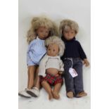 A family of three Sasha dolls, 1960s, attributed to Swiss artist Sasha Morgenthaler, comprising