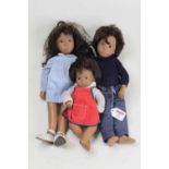 A family of three Sasha dolls, 1960s, by Swiss artist Sasha Morgenthaler, comprising father,