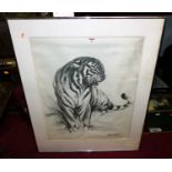 William Timym (1902-1990) - Tiger study, limited edition lithograph numbered 1/20, 69 x 54cm