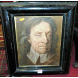 After Samuel Cooper - Portrait of Oliver Cromwell, watercolour, 33 x 27cm
