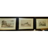 Eight various topographical pencil and ink sketches, generally second quarter 19th century, to