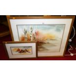 M.G. Muller - Untitled, watercolour wash, signed lower right, 55 x 73cm; and one other smaller by