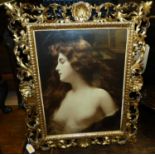 A late 19th century gilt composition Italianate swept picture frame, full dimensions 69 x 54cm,