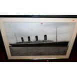 RMS Titanic leaving Southampton, Wednesday April 10th 1912, on her maiden voyage, monochrome