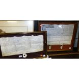A late 17th century Indenture, in modern glazed frame; and one other dating 1704 (2)