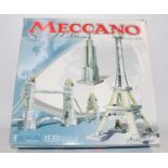 Meccano special edition set no. 0509, box showing pictures of tower bridge, Eiffel Tower and